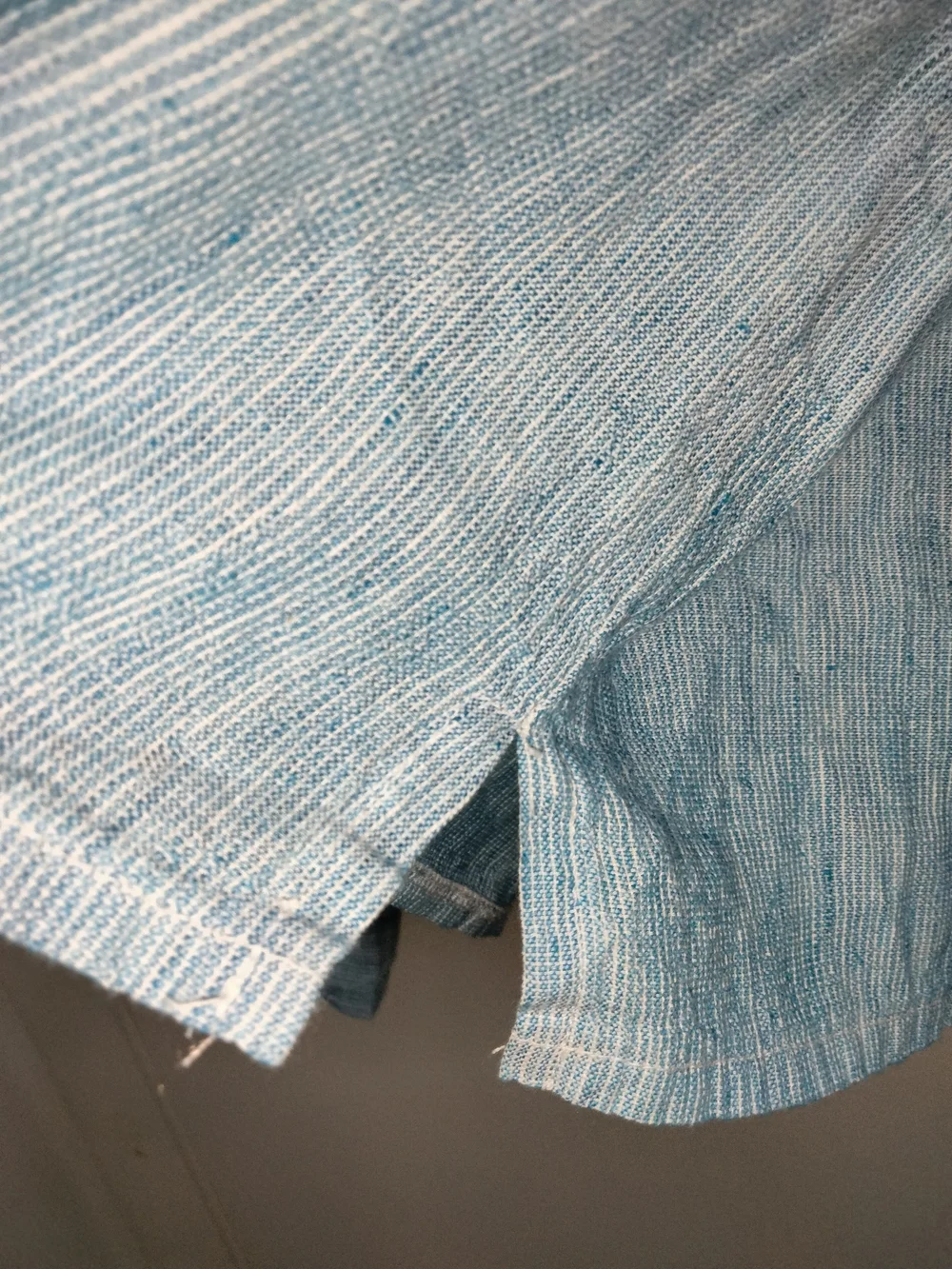 Moraitis Linen (Size XL) Men's Light Blue Linen Button Henley LS Popover Shirt